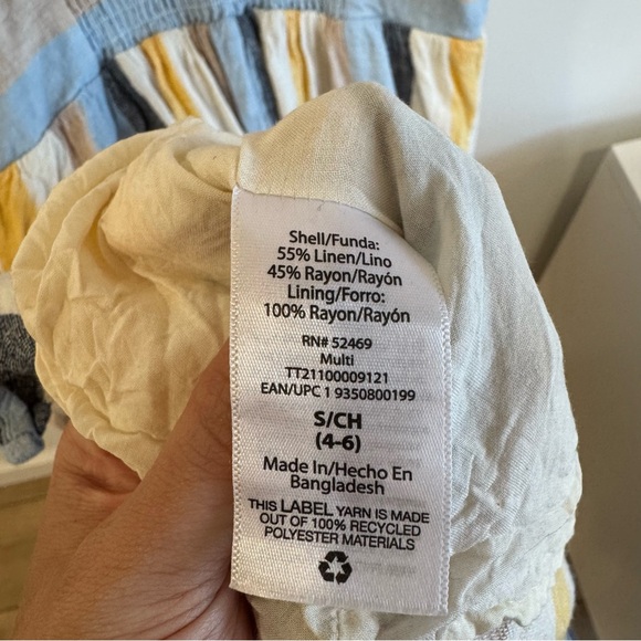 Blue and Yellow Striped Sleeveless Midi Dress - Picture 5 of 5